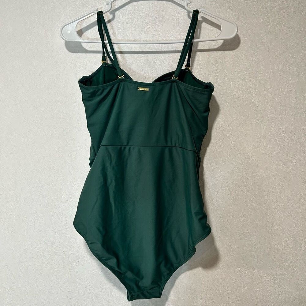 Nicole Miller bandeau twist drape swimsuit green size l